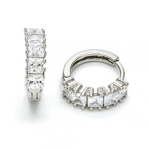 Argolla Huggie 02.175.0039.12 Plata Rodinada, con Zirconia Cubica Blanca, Pulido, Rodinado