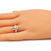 Anillo Multi Piedra 01.210.0135.07 Oro Laminado, Diseño de Oja, con Zirconia Cubica Blanca, Pulido, Dorado