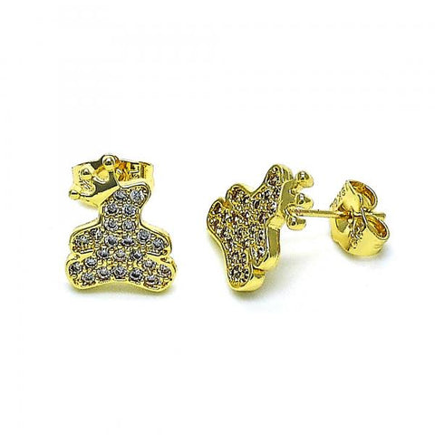 Arete Dormilona 02.195.0152 Oro Laminado, con Micro Pave Blanca, Pulido, Dorado