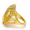 Anillo Multi Piedra 01.241.0033.06 Oro Laminado, Diseño de Llave Griega, con Cristal Blanca, Pulido, Dorado