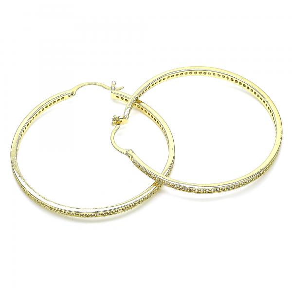 Argolla Grande 02.185.0005.50 Oro Laminado, con Micro Pave Blanca, Pulido, Dorado