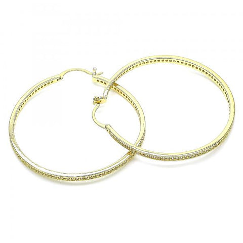 Argolla Grande 02.185.0005.50 Oro Laminado, con Micro Pave Blanca, Pulido, Dorado
