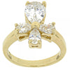 Anillo Multi Piedra 5.167.013.09 Oro Laminado, Diseño de Cruz, con Zirconia Cubica Blanca, Pulido, Dorado
