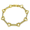 Pulsera Elegante 03.213.0232.07 Oro Laminado, Diseño de Corazon, con Micro Pave Blanca, Pulido, Dorado