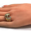 Anillo de Hombre 01.185.0005.12 Oro Laminado, Diseño de Caballo, con Zirconia Cubica Blanca y Rubi, Pulido, Dorado