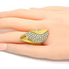 Anillo Multi Piedra 01.118.0019.09 Oro Laminado, Diseño de Cluster, con Cristal Blanca, Pulido, Dorado