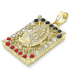 Dije Religioso 05.213.0011 Oro Laminado, Diseño de Guadalupe, con Cristal Multicolor, Pulido, Dorado