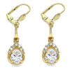 Arete Largo 02.387.0058.1 Oro Laminado, Diseño de Gota, con Zirconia Cubica Blanca, Pulido, Dorado