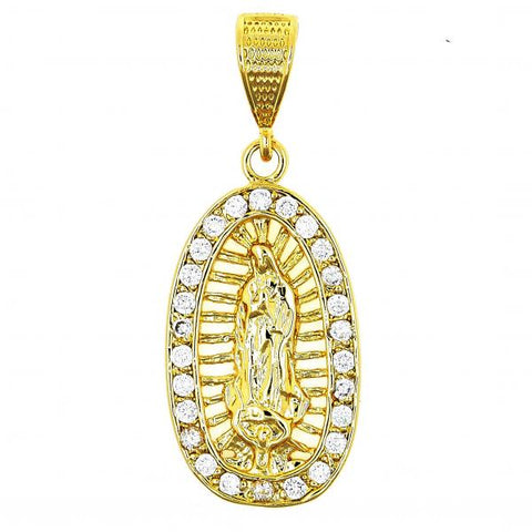 Dije Religioso 5.184.004 Oro Laminado, Diseño de Guadalupe, con Zirconia Cubica Blanca, Pulido, Dorado