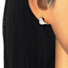 Arete Dormilona 02.336.0021.2 Plata Rodinada, Diseño de Pajaro, con Zirconia Cubica Blanca y Negro, Pulido, Dorado