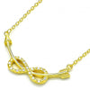 Collares con Dije 04.336.0078.2.16 Plata Rodinada, Diseño de Infinito, con Zirconia Cubica Blanca, Pulido, Dorado