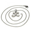 Collares con Dije 04.238.0030.18 Acero Inoxidable, Diseño de Iniciales y Rolo, Diseño de Iniciales, con Cristal Blanca, Pulido, Acero