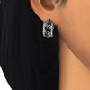 Argolla Huggie 02.210.0090.14.15 Rodio Laminado, Diseño de Gota, con Zirconia Cubica Negro y Blanca, Pulido, Rodinado