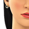 Arete Dormilona 02.156.0442.1 Oro Laminado, Diseño de Corazon, con Micro Pave Rubi, Pulido, Dorado