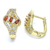 Argolla Huggie 02.217.0092.2.15 Oro Laminado, con Zirconia Cubica Granate y Blanca, Pulido, Dorado