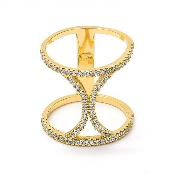 Anillo Multi Piedra 01.166.0029.07 Oro Laminado, con Zirconia Cubica Blanca, Pulido, Dorado