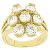 Anillo Multi Piedra 5.171.025.07 Oro Laminado, Diseño de Flor, con Zirconia Cubica Blanca, Pulido, Dorado