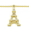 Collares con Dije 04.336.0093.2.16 Plata Rodinada, Diseño de Torre Eiffel, con Zirconia Cubica Blanca, Pulido, Dorado