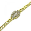 Pulsera Elegante 03.403.0003.07 Oro Laminado, Diseño de Cubana, con Micro Pave Blanca y Zirconia CubicaBlanca, Pulido, Dorado