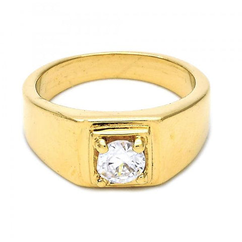 Anillo de Hombre 5.175.024.06 Oro Laminado, Diseño de Solitario, con Zirconia Cubica Blanca, Pulido, Dorado