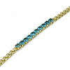 Pulsera Elegante 03.213.0173.08 Oro Laminado, Diseño de Bismarco, con Zirconia Cubica Turquoise, Pulido, Dorado