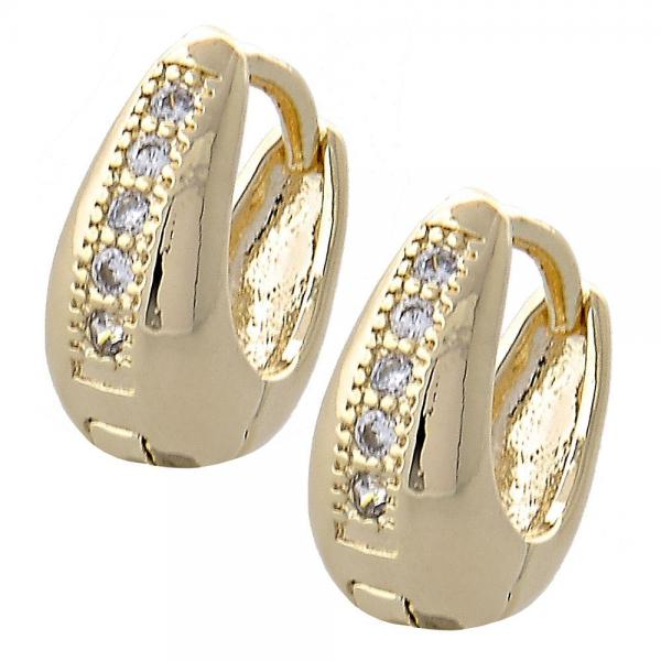 Argolla Huggie 02.97.0096 Oro Laminado, con Zirconia Cubica Blanca, Pulido, Dorado