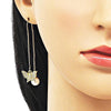 Arete Violador 02.210.0815 Oro Laminado, Diseño de Mariposa, con Micro Pave Blanca, Pulido, Dorado