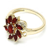 Anillo Multi Piedra 01.210.0094.1.08 Oro Laminado, con Zirconia Cubica Rubi y Amatista Oscuro, Pulido, Dorado