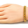 Pulsera Básica 03.341.0075.5.07 Oro Laminado, Diseño de Miami Cubana, Esmaltado Naranja, Dorado