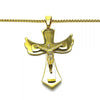 Collares con Dije 04.116.0047.30 Acero Inoxidable, Diseño de Crucifijo, Pulido, Dorado
