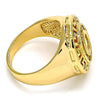 Anillo Multi Piedra 01.160.0002.10 Oro Laminado, Diseño de Llave Griega, con Cristal Blanca y Zirconia CubicaBlanca, Pulido, Dorado