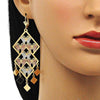 Arete Largo 02.331.0046 Oro Laminado, Diseño de Mariposa, Pulido, Tricolor