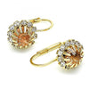 Arete Gancho Frances 5.125.006.3 Oro Laminado, Diseño de Flor, con Zirconia Cubica Dorado y Blanca, Pulido, Dorado