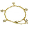 Pulsera de Dije 03.63.1357.07 Oro Laminado, Diseño de Estrella y Rolo, Diseño de Estrella, con Cristal Blanca, Pulido, Dorado