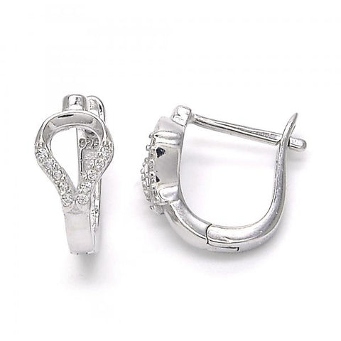 Argolla Huggie 02.332.0017.12 Plata Rodinada, con Micro Pave Blanca, Pulido, Rodinado