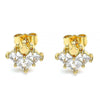 Arete Dormilona 02.387.0022 Oro Laminado, Diseño de Corona, con Zirconia Cubica Blanca, Pulido, Dorado