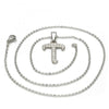 Collares con Dije 04.238.0022.18 Acero Inoxidable, Diseño de Iniciales y Rolo, Diseño de Iniciales, con Cristal Blanca, Pulido, Acero