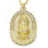 Dije Religioso 05.213.0027 Oro Laminado, Diseño de Guadalupe, con Cristal Blanca, Pulido, Dorado