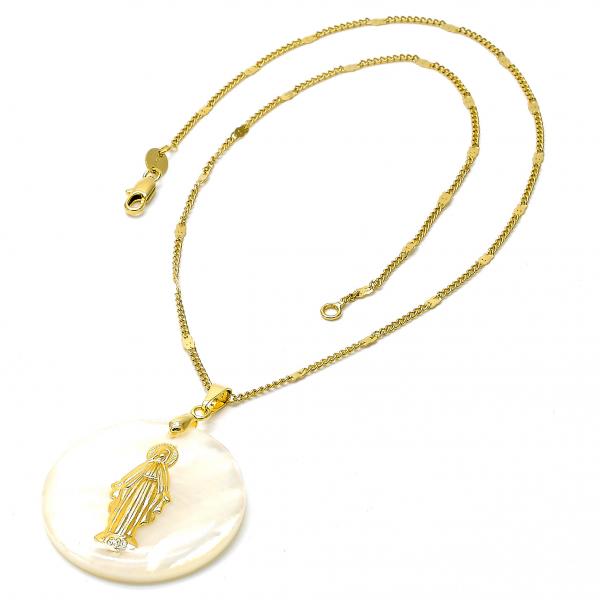 Collares con Dije 04.09.0034.18 Oro Laminado, con Madre Perla Marfil, Dorado