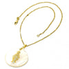 Collares con Dije 04.09.0034.18 Oro Laminado, con Madre Perla Marfil, Dorado