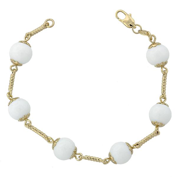 Pulsera Elegante 03.63.1158.07 Oro Laminado, Diseño de Bola, con Opal Blanca, Dorado