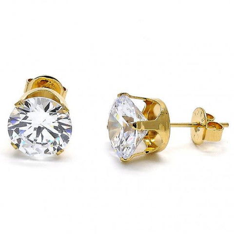 Arete Dormilona 5.128.021 Oro Laminado, con Zirconia Cubica Blanca, Pulido, Dorado