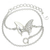 Pulsera Elegante 03.336.0058.07 Plata Rodinada, Diseño de Mariposa, con Zirconia Cubica Blanca, Pulido, Rodinado