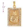 Dije Religioso 5.198.023 Oro Laminado, Diseño de Sagrado Corazon de Maria, con Zirconia Cubica Blanca, Pulido, Dorado