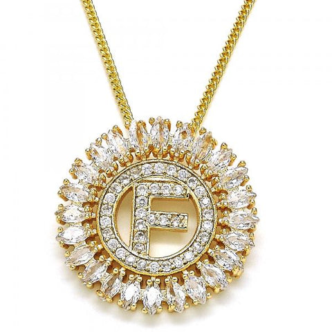 Collares con Dije 04.210.0011.20 Oro Laminado, Diseño de Iniciales, con Zirconia Cubica Blanca, Pulido, Dorado