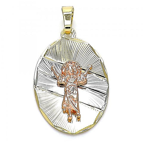 Dije Religioso 05.380.0120 Oro Laminado, Diseño de Divino Nino, Diamantado, Tricolor