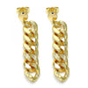 Arete Largo 02.63.2734 Oro Laminado, Diseño de Miami Cubana, Pulido, Dorado