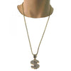 Collares con Dije 04.242.0080.30 Oro Laminado, Diseño de Dinero, con Cristal Blanca, Pulido, Dorado