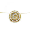Collares con Dije 04.210.0010.20 Oro Laminado, Diseño de Iniciales, con Zirconia Cubica Blanca, Pulido, Dorado