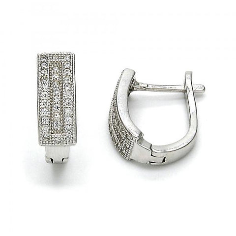 Argolla Huggie 02.175.0042.10 Plata Rodinada, con Micro Pave Blanca, Pulido, Rodinado